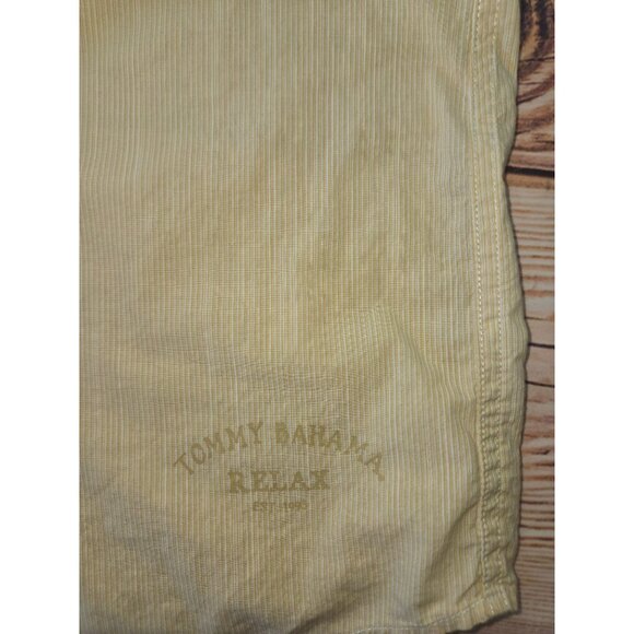 Tommy Bahama Mens Button-Up Shirt Medium Yellow Jacquard Pinstripe Long-Sleeve - Picture 7 of 8